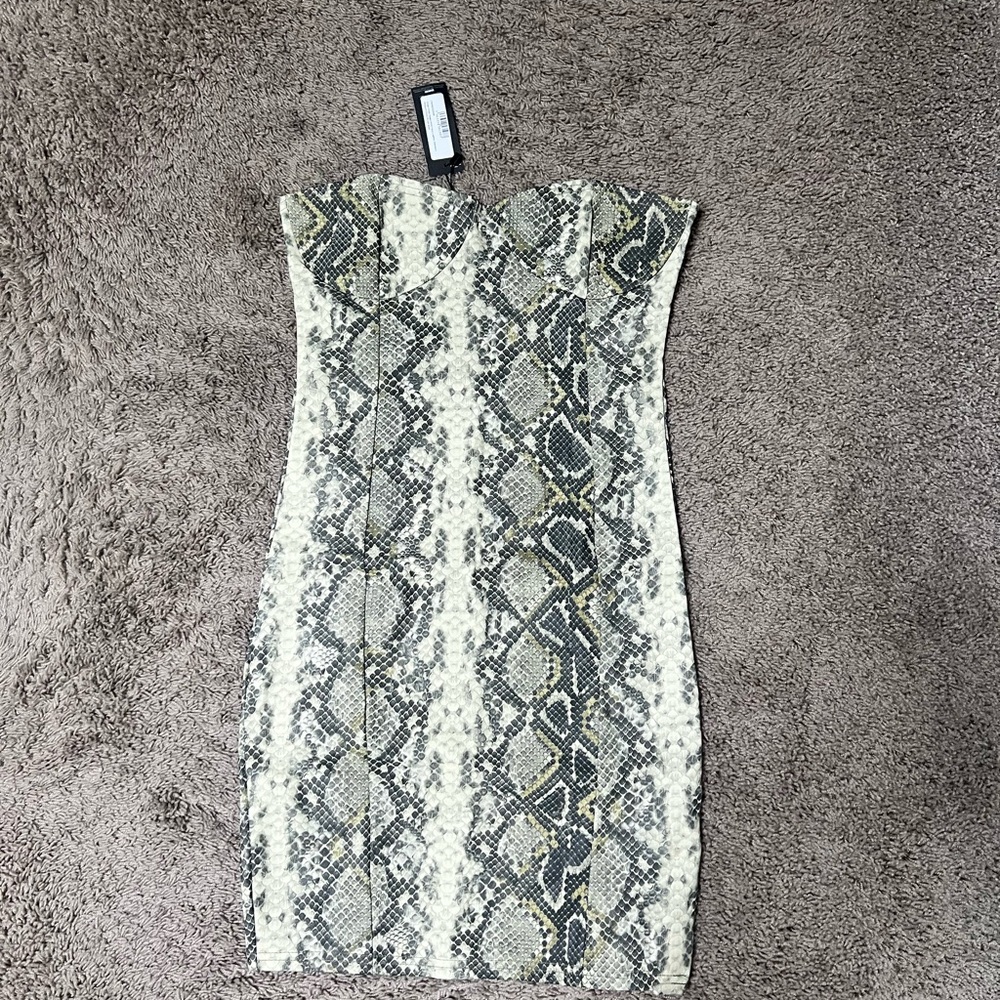 Strapless Snake Print Dress